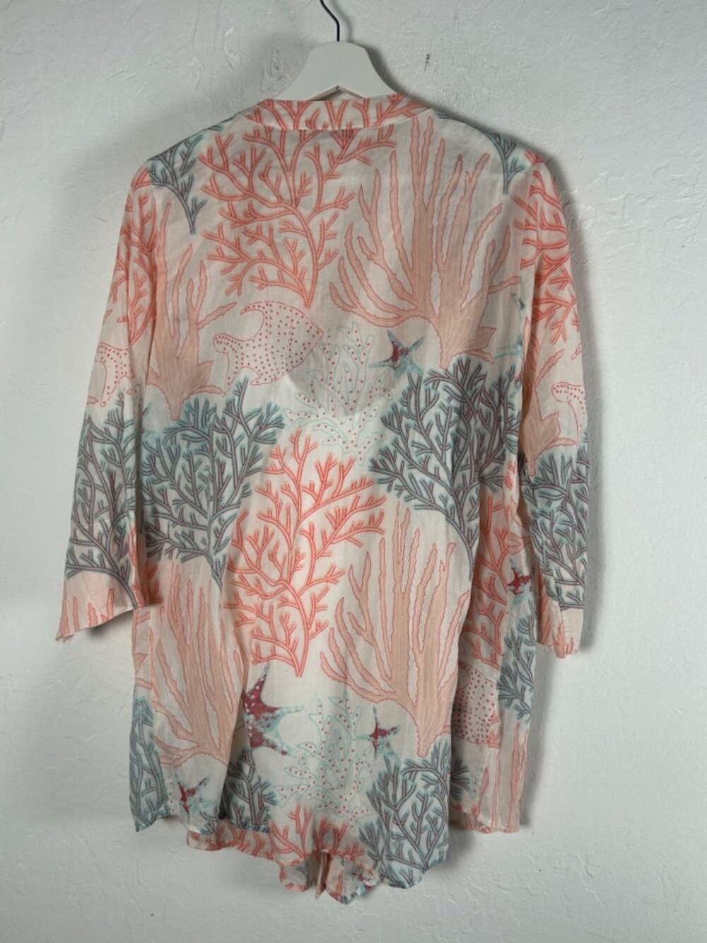 Soft Surroundings Womens Malha Reef Tunic Shirt Large Button Front 3/4 Sleeves - Picture 3 of 12
